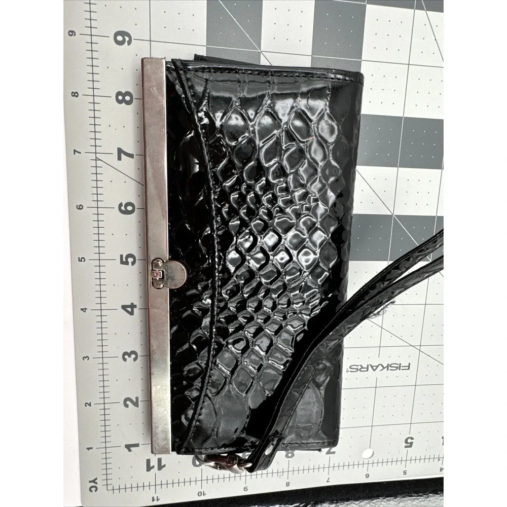 Fashion Elegant Black Faux‎ Leather Clutch Wristlet Cardholder Wallet